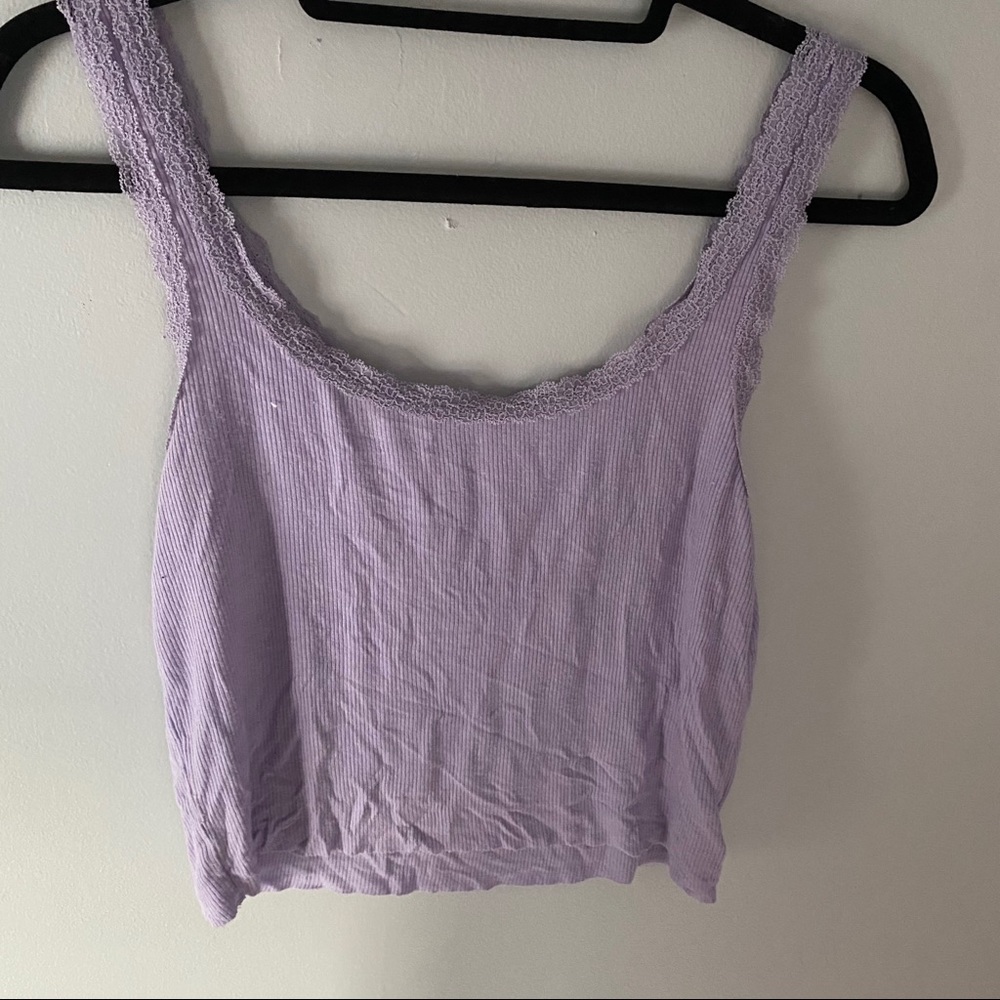 Lilac purple lace trim cami tank top